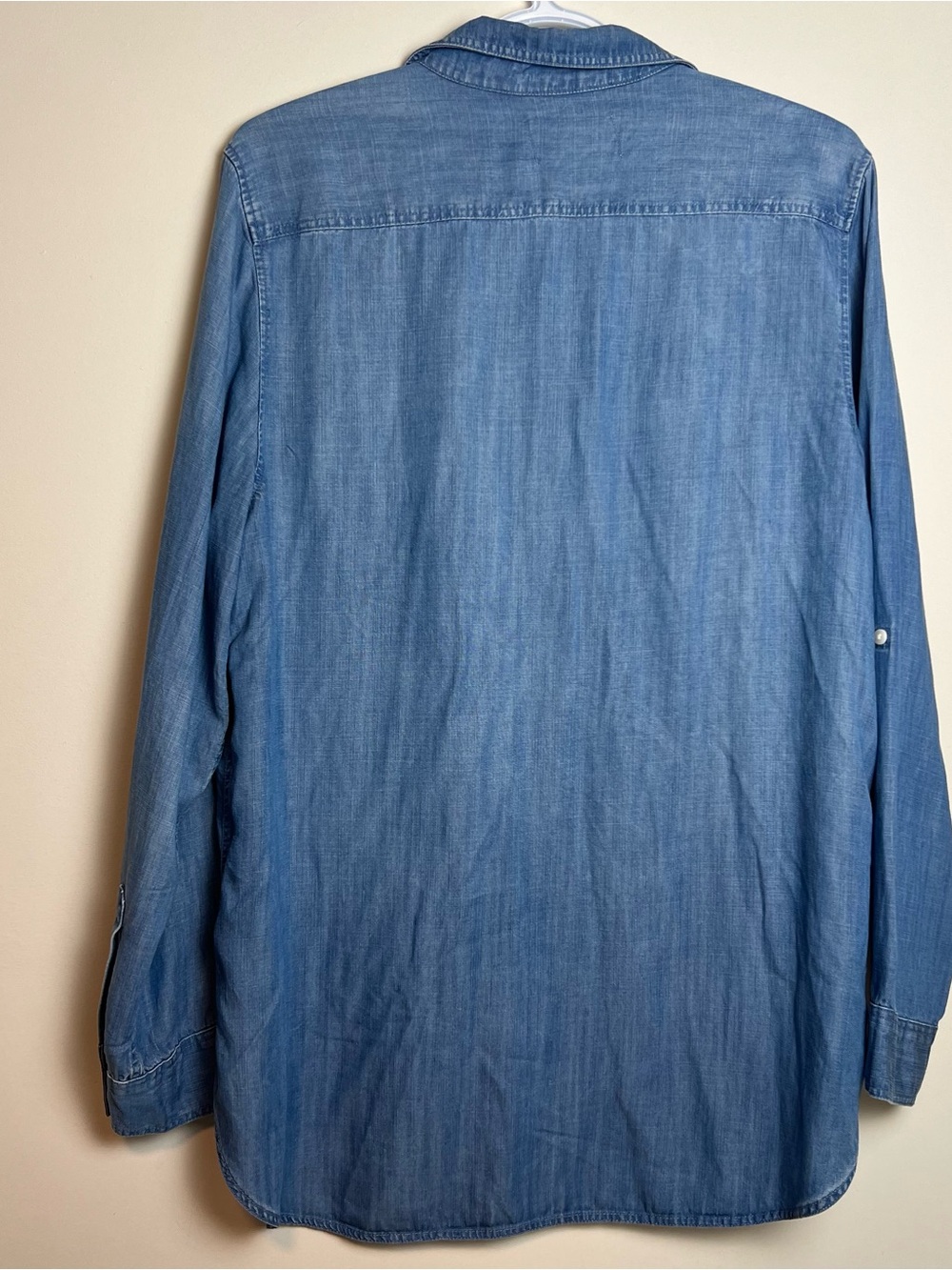 Babaton Washed Denim Button-Front Shirt in Light Blue - Picture 2 of 5
